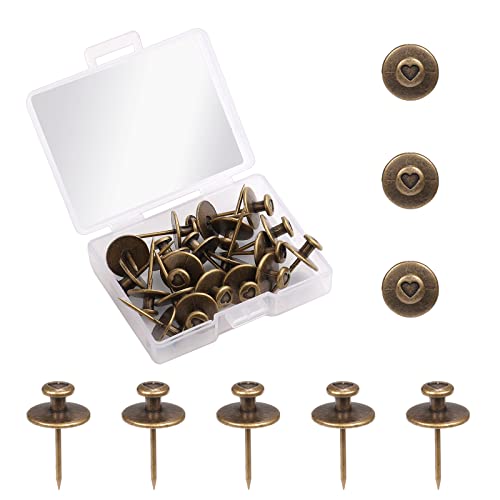 SAVITA 20pez. Clavos para Colgar Cuadros, Chinchetas Madera Chinchetas Madera Redondas Chinchetas Decorativas Clavos de Pared para Colgar Cuadros Oficina Hogar Decoración (Bronce)