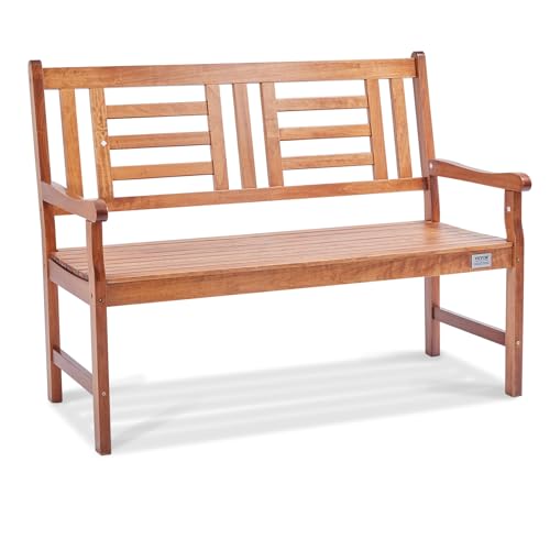 VEVOR Banco de Jardín de Madera Banco de Parque 122 cm Banco de Descanso Carga de 318 kg Banco de Jardín y Parque para 3 Personas con Respaldo Reposabrazos Banco para Jardín, Parque, Patio, Porche