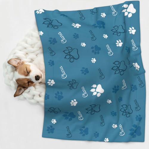 Naispanda Personalisierte Hundedecke Personalisierte Haustierdecke mit Namen, Personalisierte Geschenke für Welpen Hunde und Katzen individuelle Decke Geschenke für Haustierliebhaber