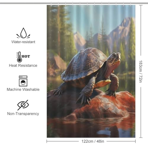 Rideau de douche tortue de mer imperméable lavable avec crochets