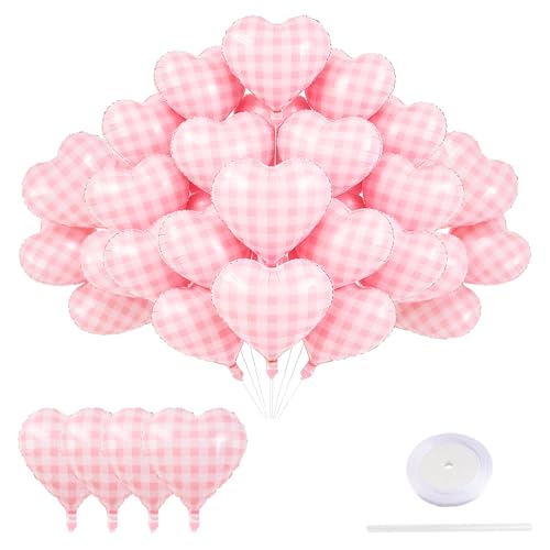 Ballons roses cœur à carreaux pour célébrer votre amour et vos fiançailles