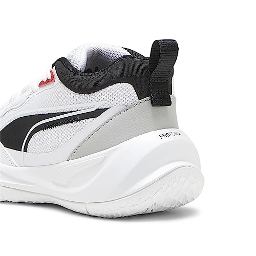 PUMA Playmaker Pro Plus Sneaker, Ash Gray-for All Time Red Black, 4 US Unisex Big Kid