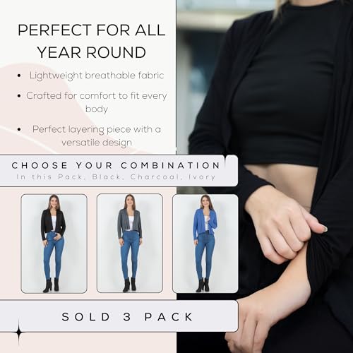 Image of Azules Cropped Cardigan for Women, Open Front Drape Lightweight Sweater Long Sleeves Women's Cardigans