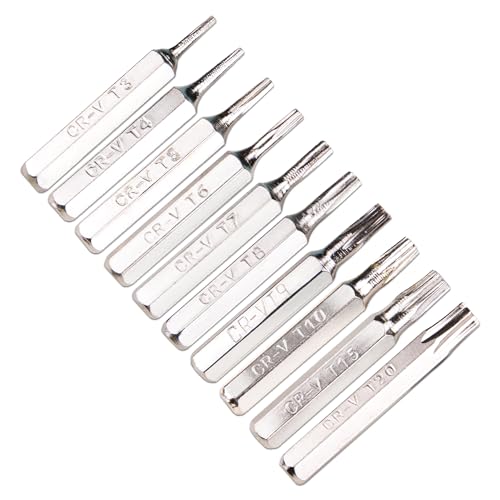 WSDMAVIS 10pcs/Set 4mm Torx Bits Set CR-V T3 T4 T5 T6 T7 T8 T9 T10 T15 T20 Batch Head Screwdriver Bit Kit Multi Mobile Repair Tools