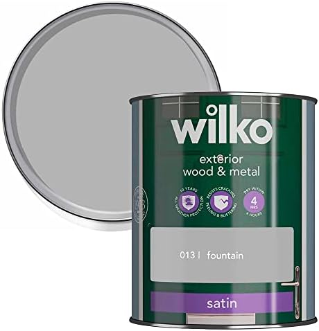 wilko Exterior Satin Quick Dry Paint, 10 years all-weather protection, Best to resist Cracking, Peeling & Blistering (Fountain, 750 Millilitre)