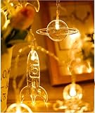 Łańcuchy świetlne, Kreatywny astronauta statek kosmiczny rakieta świetlna sznurek|na(Warm White,6.5FT(20LED))