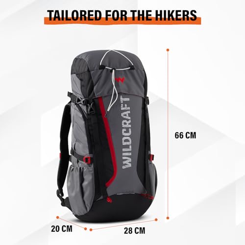 Image of Wildcraft 40 Litre Trailblazer Rucksack Travel Backpack for Mens & Womens - Black Grey | Unisex Travel Backpack Bag for Trekking & Hiking