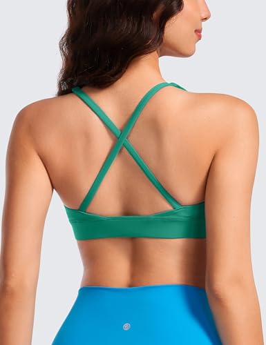 Image of CRZ YOGA Butterluxe Deep V Neck Sports Bras | Light Support, Removable Pads, Yoga, Extremely Soft, Cross Back, Spaghetti Straps, for Women