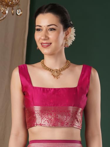 Image of AKHILAM Women's Kanjivaram Woven Soft Silk Saree With Blouse Piece