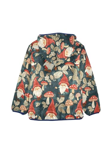 Forest Gnomes and Mushrooms Girls Fleece Jacket Girls Fall Jacket Boys Coats Zip Up Hoodie Children Outerwear 2-10T2