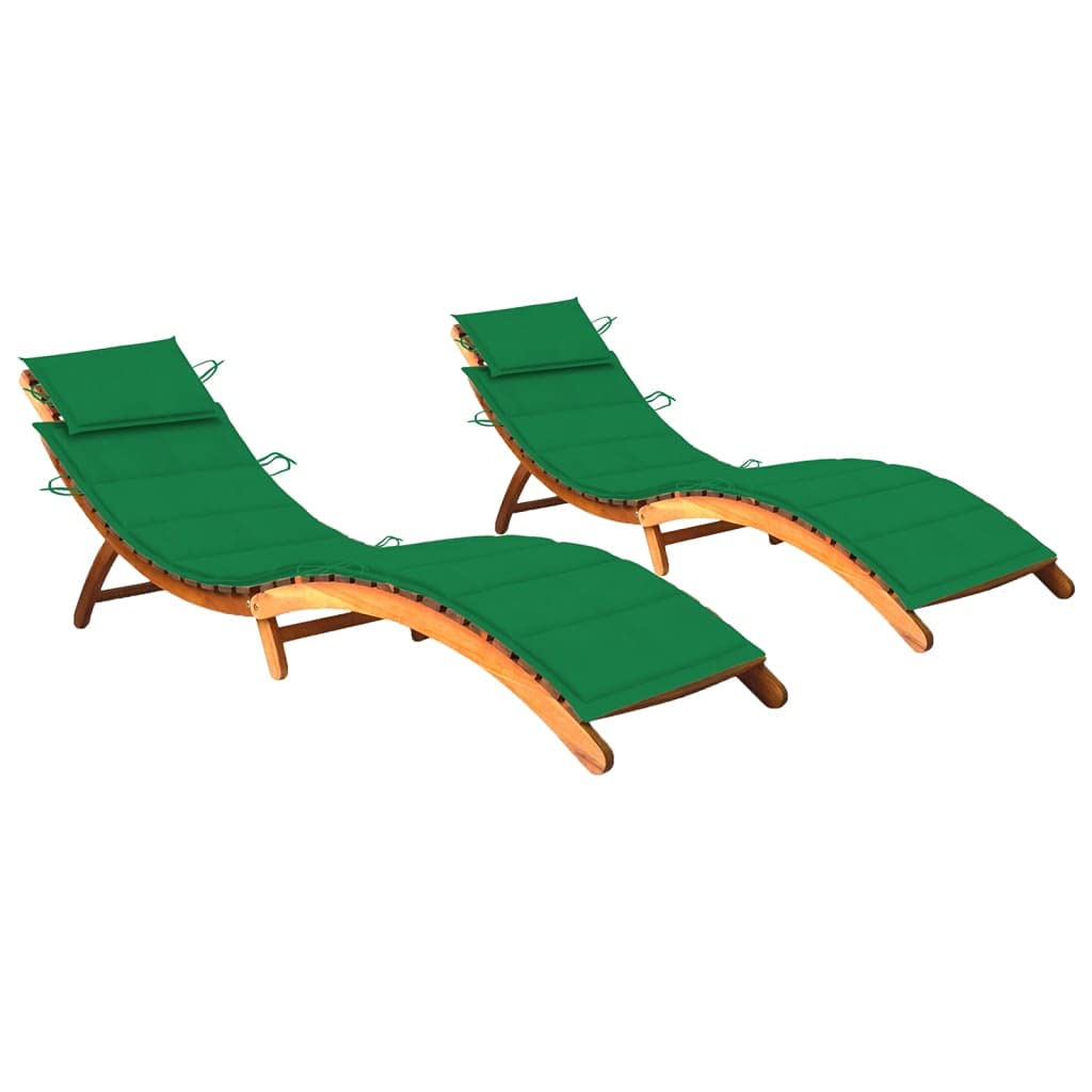 LAPOOH Tumbonas con Cojines 2 Unidades Madera Maciza de Acacia, Tumbonas Jardin Exterior, Tumbona Piscina, Sun Lounger, Tumbonas De Jardin, Cama Jardin Exterior, Tumbona De Playa 3077366