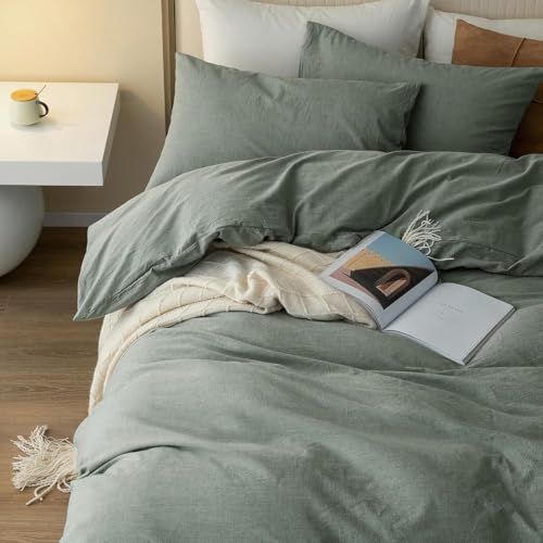 Image of Viewstar Premium Cotton Duvet Cover, Single Size 60x90 Inches, 300 Thread Count, Ultra-Soft, Wrinkle-Free, Cotton-Quilt /Comforter Zipper Cover (Sage Green)