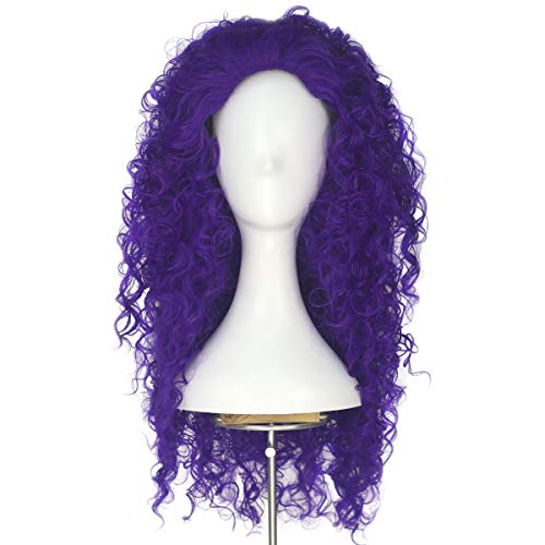 Yan Dream Long Dark Orange Spiral Afro Curly Girl's Princess Cosplay Wigs Halloween Cos Wig (Purple)
