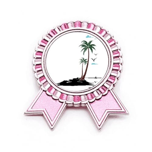 Noix de coco et mouettes : badge métal rose de finition supérieure M