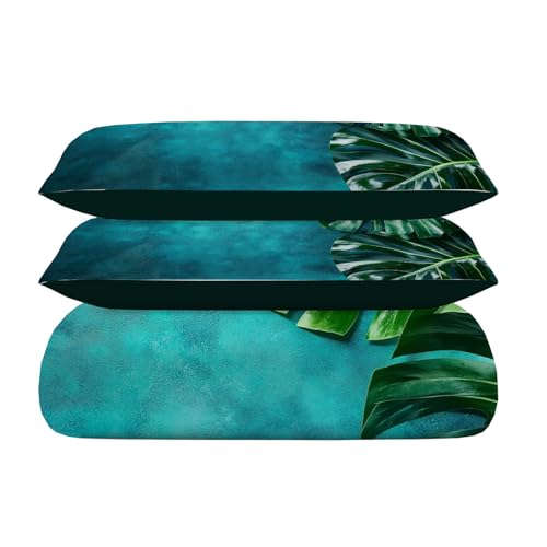 Linge de lit abstrait sarcelle en microfibre premium avec parure 3 pièces - 6