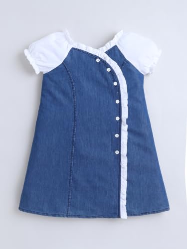Image of Dresses for Kids Girls, Stylish Knee Length Once Piece Denim Frocks for Girls, Casual Dress for Summer & Special Occasion