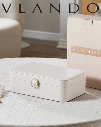 VLANDO Schmuckkästchen Mädchen Damen, Doppelschicht Schmuckkasten, Abschließbare Schmuckschatulle, Schmuckaufbewahrung Box für Ringe Ohrringe Armbänder Halsketten, Schmuckkoffer,Hellgelb