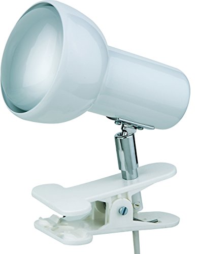 Busch Eifel - Lámpara con pinza (casquillo E27, R80, soporta hasta 75 W), color blanco