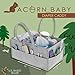 Acorn Baby Diaper Organizer Caddy Bag - Large Felt 15x9in Car and Nursery Organizer and Baby Diaper Caddy Organizer