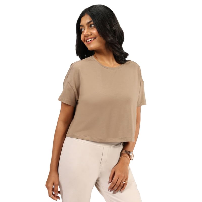 Image of BlissClub Women's Cotton Solid Regular Fit Tshirt