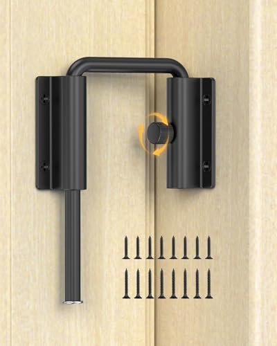 MeBantoo Sliding Door Loop Lock, Multi-Angle Barn Door Lock, Black