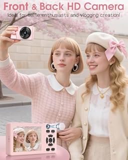 Vitaler Digital Camera with Front Rear Lens, Autofocus 64MP 4K Camera for Photography with 32GB Card, Portable Compact Point and Shoot Camera for Teens Adult Beginner with Metal Shell, 2000mAh Battery