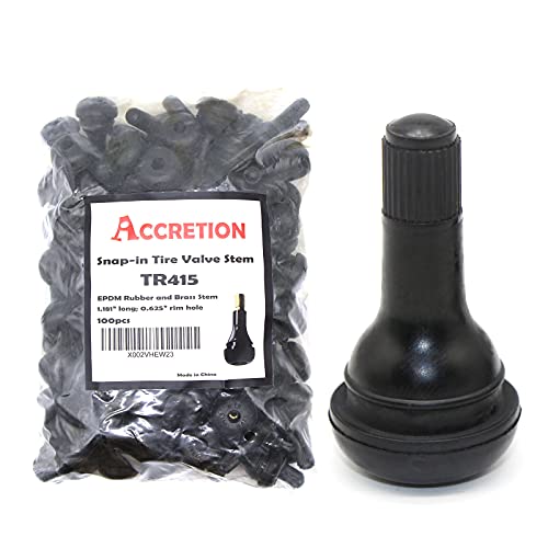 Accretion 100Pcs Tr415 Rubber Snap-In Tire Valve Stem For Tubeless 0.625 Inch 16 Mm Rim Holes On Standard Vehicle Tires #TOP2
