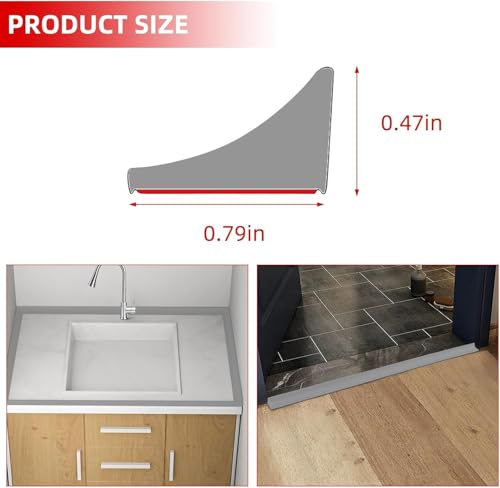 Image of RANDEN Self-Adhesive Silicone Water Stopper Strip - Collapsible Threshold Barrier Strip for Dry & Wet Separation, Sink Water Splash Guard, Bathroom Water Stopper (Grey, 1 Meter)