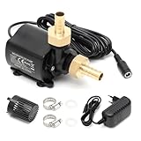 Wasserpumpe 12V 800L/H, Tauchpumpe Wasserpumpe Klein mit 5-Gang-Drehzahlregelung, 5M Förderhöhe, Teichpumpe, Aquariumpumpe, Springbrunnenpumpe für Wasserzirkulationssystem, Schwarz