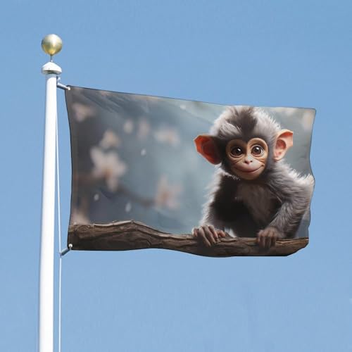 Drapeau de ferme singe saisonnier durable avec oeillets métalliques