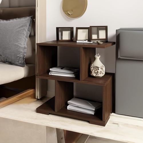 Image of TAKME Engineered Wood Bed Side Table /Sofa Side Table /End Table /Books Storage Organizer /Corner Table /Corner Stand for Living Room Bedroom Office (Matte Finish) (Wenge)