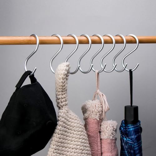 12-Pack Size Medium Flat S Hooks Heavy-Duty Genuine Solid 304 Stainless Steel S Shaped Hanging Hooks