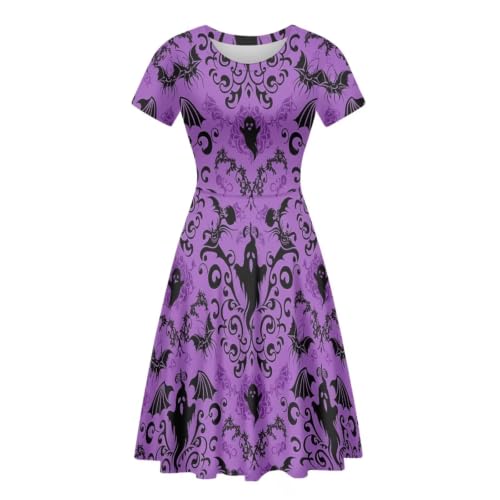Image of POLERO Sunflower Dress for Women Floral Summer Dresses Short Sleeve Casual Sundresses Midi Dresses