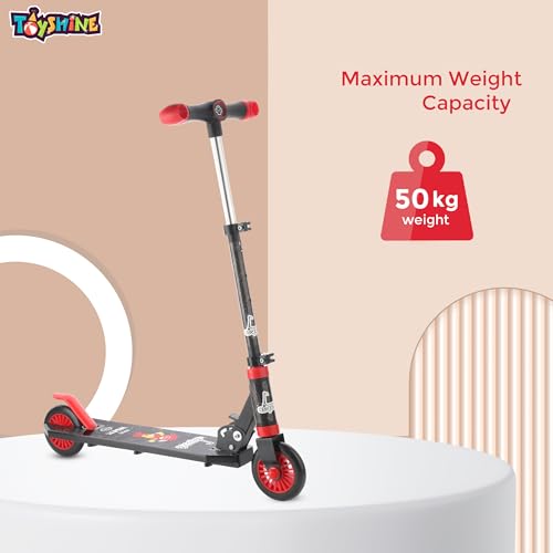 Image of Toyshine Jumbo 2 Wheel Runner Scooter with Anti Slip ABS Base Aluminium Structure Height Adjustable Handlebar Foldable Max Load 50kg for Boys and Girls Ages 4 and Above - Black