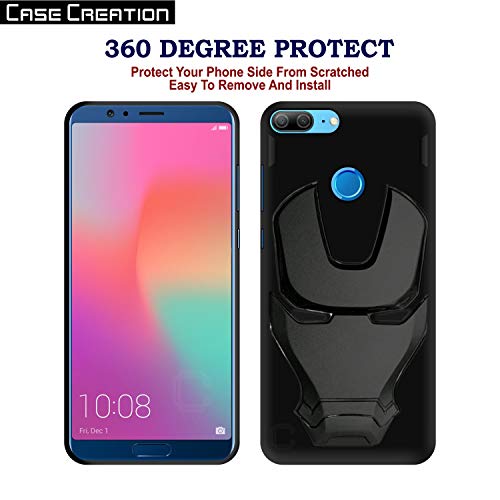 Image of COVERLY Official 3D Touch Feel Trending Marvel Avengers Logo Mask Soft Grip Silicone Iron Man Super Power Cartoon Movie Engraved Silicone Matte Back Cover for Huawei Honor 9 Lite -Black