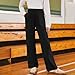 Tween Girls Straight Pants School Uniform School Wear Elastic Waist Soft Fabric Flat Front Slacks Big Kids 5-14 Years Black