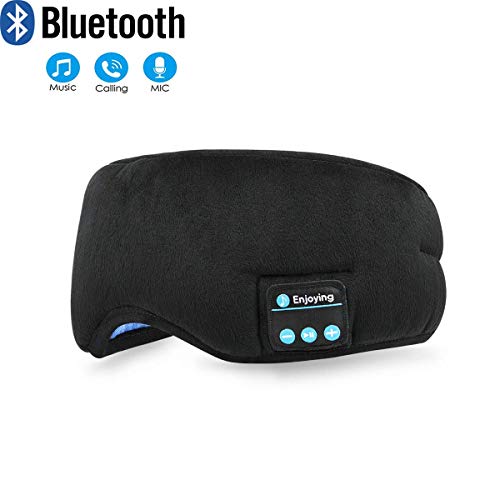 Bluetooth Sleeping Eye Mask, NEIMAER Sleep Headphones Wireless Travel Music Eye Shades Headset|Built-in Speaker Microphone Handsfree Washable - Black
