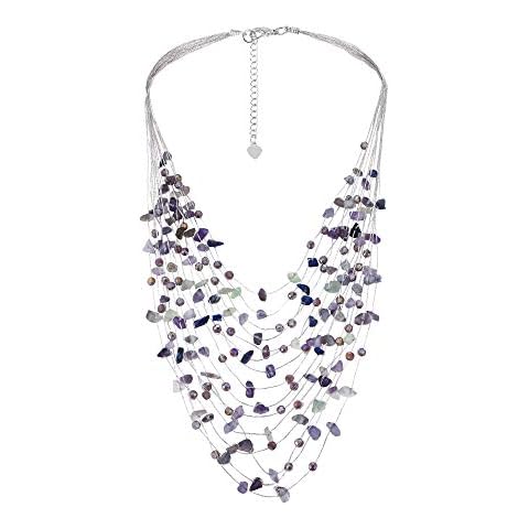 AeraVida Floating Amethyst Multi-Layered Necklace Cover