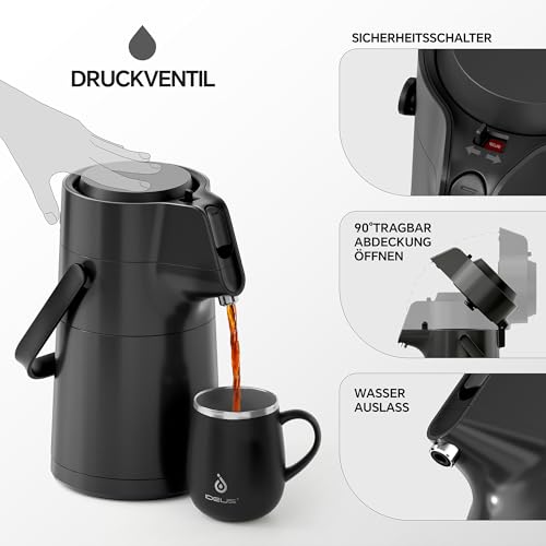 Jarra con bomba térmica de doble pared que conserva tus bebidas perfectas en reuniones familiares 8
