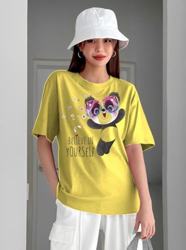 Image of Parona Polyester Casual Round Neck Printed T-Shirt | Half Sleeves Tshirt for Women