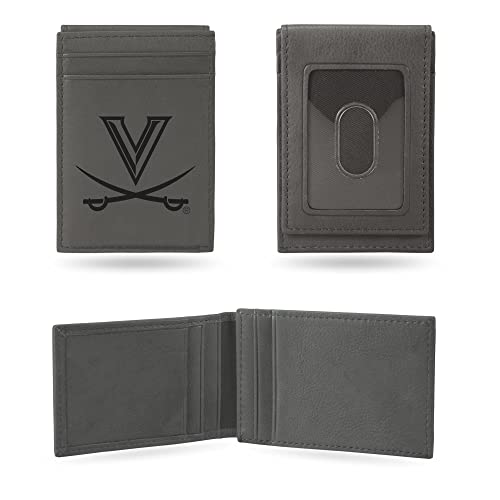 Image of Rico Industries NCAA Gray Laser Engraved Front Pocket Wallet - Compact /Comfortable /Slim