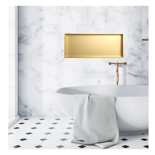 QUSYZD Waterproof Shower Niche Recessed,Recessed Niche,Shower Niche, Stainless Recessed Bathroom Organizer, No Tile Needed, Corners Shelf Modern in Wall Niche for,