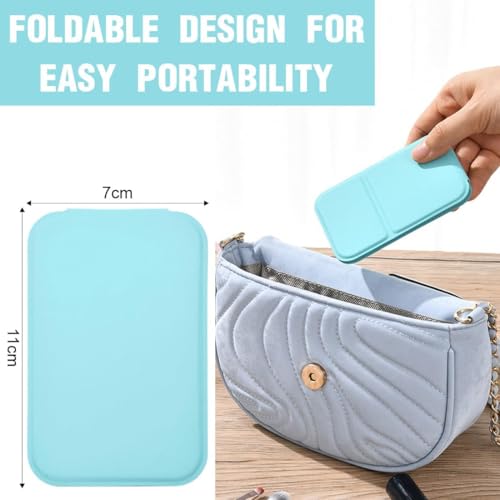Image of Travel Mini Makeup Mirror(11x 7cm),Portable Folding Mirrorwith Stand,Light Weight and Slim Design for Purse,Use Anywhere,Easy Portability,Fits in Purse,Bag,Pocket (Green, Pack of 1)