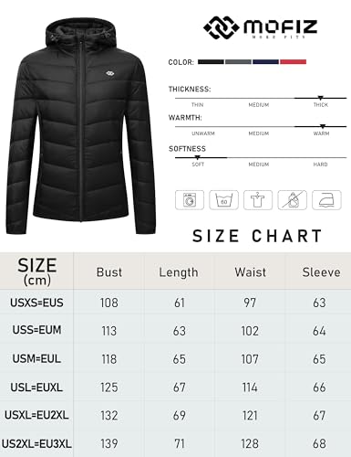 MoFiz Chaqueta de Pluma Ligero Mujer Chaqueta de Plumón Invierno Cálido Plumiferos Abrigo Antiviento con bolsillo EU 3XL - imagen 7