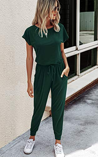 image for Angashion Women's Jumpsuits - Crewneck One Off Shoulder Short Sleeve E