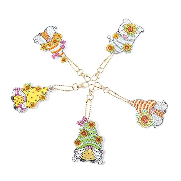 maozzi 5 Pacchetto Fai da Te Diamond Painted Keychain Gioielli Diamante Ricamato a Mosaico Keyring Ladies Borse Gift a Sospensione