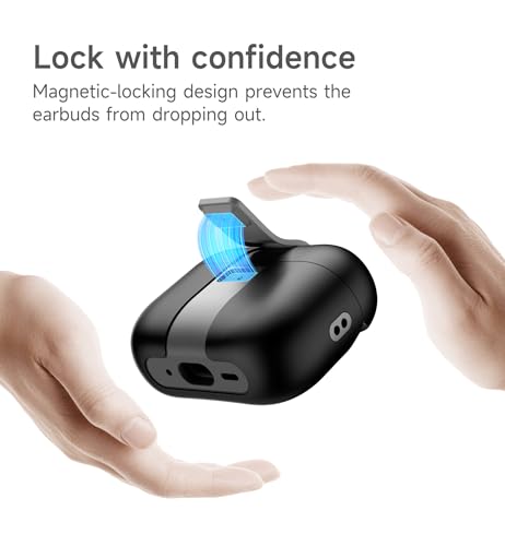 Image of SURITCH for AirPods Pro 3 Case (2025), Magnetic Lock Bumper Cases Compatible with Airpods Pro 3rd Generation, Rugged Protective Cover with Stylish Hanging Lanyard Cases for Women Men, Black