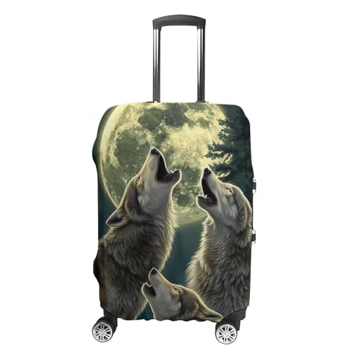 Three Wolves Howling Travel Suitcase Protector Luggage Cover Protective Washable Anti-scratch Baggage Cover