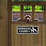 SINMAO 2 Stück Warnung vor dem Hund Schilder Metall Alu Lustig 25x9cm Klein Vorsicht Hund Schild | Warnschild Hund | Hundeschilder Warnung
