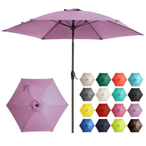 Ayge 7.5FT Large Outdoor Patio Umbrella Market Table Umbrella-UV Resistant, Easy Push Button Tilt and Crank, 6 Sturdy Fiberglass Ribs Heavy-Duty Pool Umbrella for Deck, Backyard,Garden, Yard